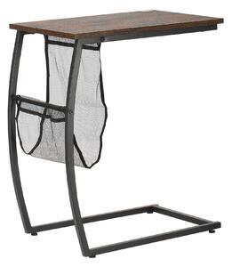 HOMCOM Postranní stolek pro pohovku a postel - Malý C-tvarovaný stolek se zásobní kapsou v industriálním stylu 53x35x64,5 cm Rustikální hnědá | Aosom