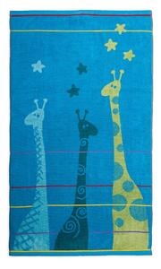 Plážová osuška ANIMALS žirafy modrá 70 x 125 cm