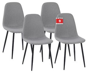 Jídelní židle Albatros BARI s látkovým potahem, sada 4 židlí v šedé barvě, stylový vintage design, nosnost 110 kg, čalouněná židle - moderní kuchyňská židle