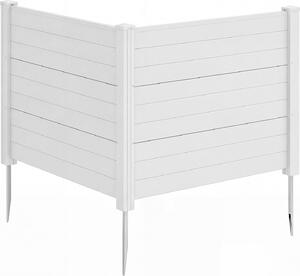 COSTWAY 2dílný zahradní plot 122 x 95 cm, plot se 3 sloupky, samostatně stojící zástěna z PP a pozinkovaného kovu, plot se zasouvacími lamelami, bílý