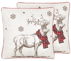 Sada 2 dekorativních polštářů s vánočním motivem 45 x 45 cm červeno bílá SVEN
