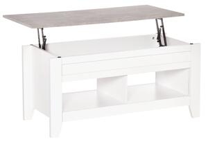 HOMCOM Konferenční stolek s výklopným víkem, 2 otevřené přihrádky a skrytý úložný prostor 105x50x49 cm, bílý s mramorovým efektem | Aosom