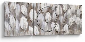 Obraz - Strukturované tulipány (s hodinami) (90x30 cm)