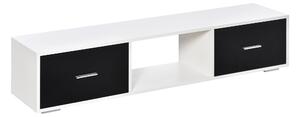 HOMCOM Stojan na TV pro TV až 60" Moderní obývákový televizní stolek se 2 zásuvkami a otevřeným prostorem 140x30x32 cm Bílá a černá | Aosom