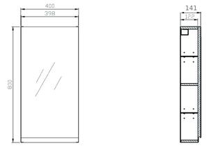 Cersanit Moduo skříňka 40x14.4x80 cm boční závěsné bílá S590-030