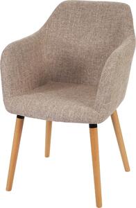 Jídelní židle Malmö T381, židle kuchyňská židle, retro design 50. let textil, krémová/šedá, světlé nohy