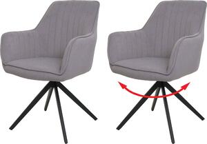 Sada 2 jídelních židlí HWC-L79, kuchyňská židle polohovací židle s područkami, otočná poloha v autě látka/textil světle šedá