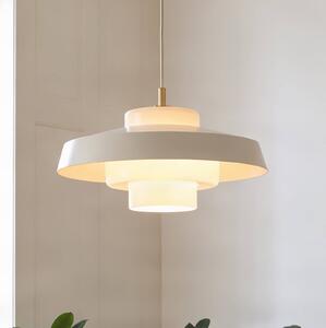 NOLA Závěsné světlo Rico, béžové, Ø 38 cm, kov/sklo, Krémová / jantar, Obývací pokoj / jídelna, kov, Design