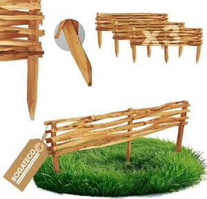 BOGATECO 3x zahradní plot z lískového dřeva 120 cm x 20 cm lemování záhonů lemování trávníku lemování záhonů dřevěné lemování záhonů plot | hnědý