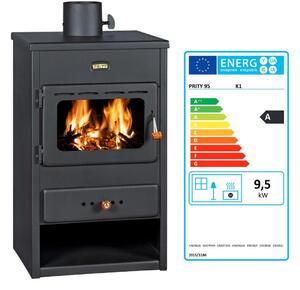 Krbová kamna Prity K1 9,5 kW A | Kompaktní krbová kamna grafitově černá