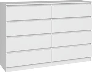 Topeshop M8 140 BIEL, Bílá, 8 zásuvka/zásuvek, Dřevotřískové desky, Jednobarevný, Moderní, Dřevotřískové desky