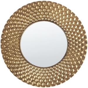 Nástěnné zrcadlo kovové ø 38 cm zlaté TULON