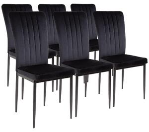 Židle do jídelny Albatros se sametovým potahem sada 6 židlí MODENA, černá - stylový vintage design, elegantní čalouněná židle k jídelnímu stolu - kuchyňská nebo jídelní židle s vysokou nosností