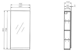 Cersanit Moduo skříňka 40x14.4x80 cm boční závěsné bílá S590-032-DSM
