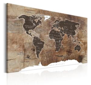Nástěnka s mapou světa Bimago Wooden Mosaic, 90 x 60 cm