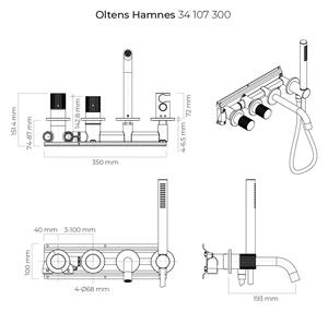 Oltens Hamnes vanová baterie pod omítku černá 34107300