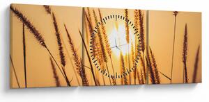 Obraz - Traviny ve slunci (s hodinami) (90x30 cm)