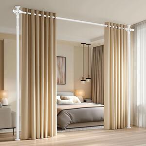 Nastavitelný rozdělovač prostoru bez vrtání pro závěs, od stropu až k podlaze (šířka 89-254 cm) – opakovaně použitelný – bílý