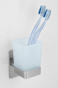 Bílý samodržící skleněný kelímek na zubní kartáčky Genova - Wenko