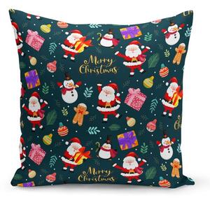 Modrý vánoční dekorativní povlak na polštář Kate Louise Christmas Noel, 43 x 43 cm