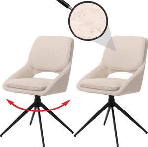 Sada 2 jídelních židlí HWC-N73, kuchyňská židle, otočná s automatickým návratem, tkanina/textil boucle (540 g/m²) Oeko-Tex krémová
