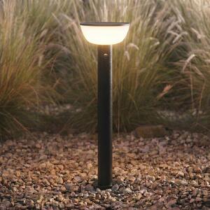 Lindby Solární LED svítidlo Obintu, černé, 63 cm, se senzorem, stmívatelný, Černá, kov, Moderní, Solární lampy