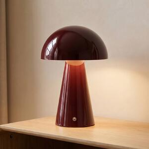 Lindby Akumulátorová stolní lampa LED Nevijo, červená, Ø 20 cm, USB, stmívač, stmívatelný, Červená, Obývací pokoj / jídelna, kov, Moderní
