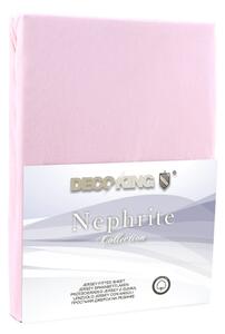 Růžové elastické prostěradlo DecoKing Nephrite Lila, 140/160 x 200 cm