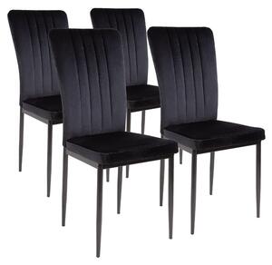 Židle do jídelny Albatros se sametovým potahem sada 4 MODENA, černá - stylový vintage design, elegantní čalouněná židle k jídelnímu stolu - židle do kuchyně nebo jídelny s vysokou nosností