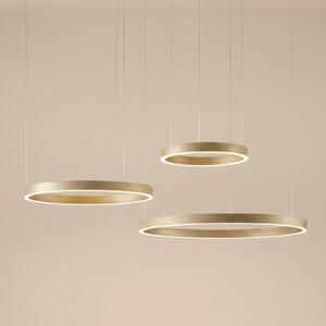 Quitani LED závěsné světlo Aureon, zlaté, Ø 80 cm, stmívatelné,, stmívatelný, Mosaz / zlato, Obývací pokoj / jídelna, Hliník, Moderní