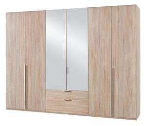 Skříň Moritz - 270x208x58 cm (dub, zrcadlo)