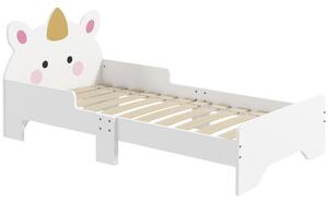 Dětská postel ZONEKIZ pro děti 3-6 let 143x74x67 cm dřevěná postel ve tvaru jednorožce moderní nábytek do dětského pokoje nosnost 80 kg bílá | Aosom