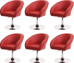 Sada 6 jídelních židlí HWC-F19, kuchyňská židle otočná židle lounge chair, otočná výškově nastavitelná Imitace kůže červená