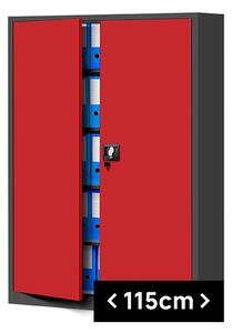 JAN NOWAK Plechová skříň model JAN II 1150x1850x400, antracitovo-červená