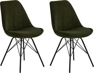 Jídelní židle z manšestrové látky Smuk Erina Olive Green - 2 kusy