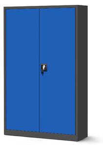 Plechová skříň JAN II, 1150 x 1850 x 400 mm, antracitovo-modrá