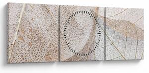 Obraz - Béžové listy (s hodinami) (90x30 cm)