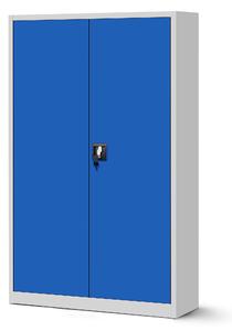 Plechová skříň JAN II, 1150 x 1850 x 400 mm, šedo-modrá