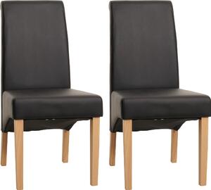 Sada 2 jídelních židlí kuchyňská židle židle M37 matná Imitace kůže, černá, světlé nohy