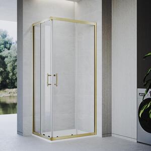 SONNI 70 x 80 x 195 Sprchový kout v barvě kartáčovaného zlata, posuvné dveře s horní a spodní kolejnicí, sklo 5 mm, rám dveří s rozsahem nastavení 20 mm