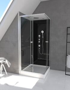 Kompletní sprcha MARWELL Kompletní sprcha Black Square 90 x 90 x 215 cm - Sprcha v kompletním setu včetně sprchové vaničky a baterie - Rohová sprcha s přístupem do rohu