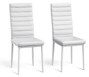 Sada 2 jídelních židlí Bealife s koženkou, kuchyňská židle s vysokým opěradlem, čalouněná židle s ergonomickým designem, TB49 White