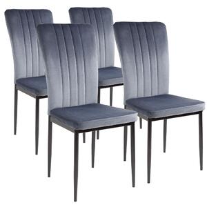 Židle do jídelny Albatros se sametovým potahem sada 4 MODENA, šedá - stylový vintage design, elegantní čalouněná židle k jídelnímu stolu - židle do kuchyně nebo jídelny s vysokou nosností