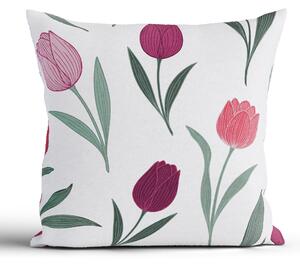 MK Lůžkoviny Bavlněný povlak na polštář Renforcé 40 x 40 cm - Květy tulipánů fialové