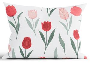 MK Lůžkoviny Bavlněný povlak na polštář Renforcé 50 x 70 cm - Květy tulipánů červené