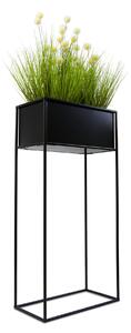 KOVOVÝ KVĚTINÁČ SE STOJÁNEM RECT 90X24X44 CM ČERNÁ
