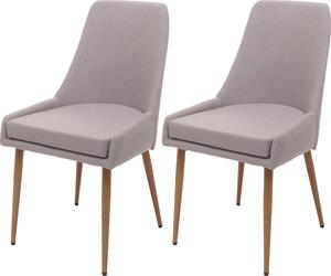 Sada 2 jídelních židlí HWC-O27, kuchyňská židle čalouněná židle, látka/textil (280g/m²) kov světle šedá