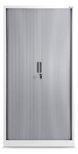 Plechová skříň se žaluziovými dveřmi DAMIAN, 900 x 1850 x 450 mm, bílo-šedá
