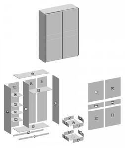 Šatní skříň LINA 1 s posuvnými dveřmi - dub sonoma