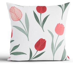 MK Lůžkoviny Bavlněný povlak na polštář Renforcé 40 x 40 cm - Květy tulipánů červené